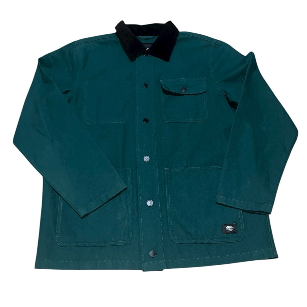Men’s Vans Green Chore Coat Utility Jacket Green Snap Railroad Size Medium